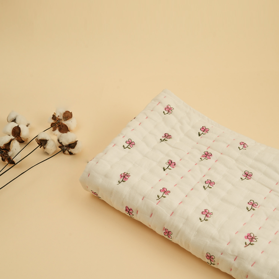 Bloom Kantha Blanket