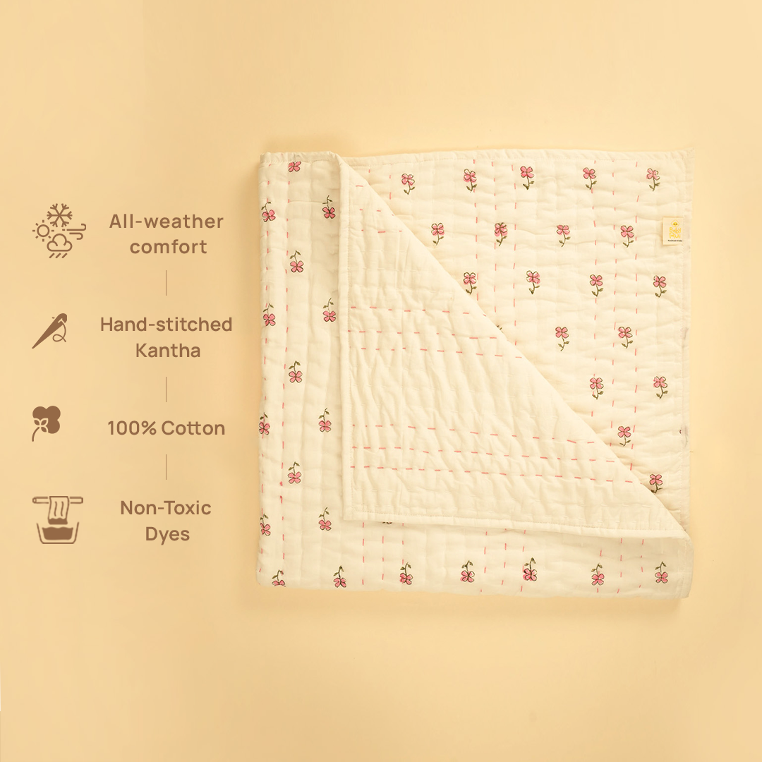 Bloom Kantha Blanket