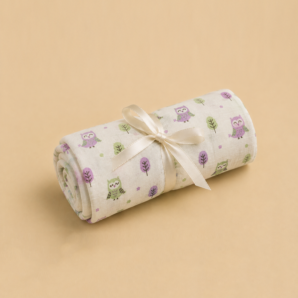 Sleepy Owl Organic Muslin Swaddle Set