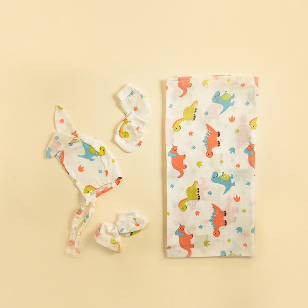 Dino Days- Swaddle & Bonnet set