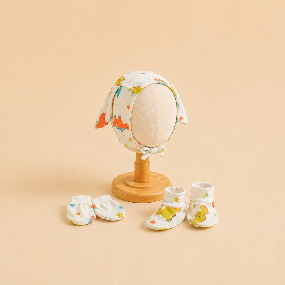 Dino Days- Swaddle & Bonnet set
