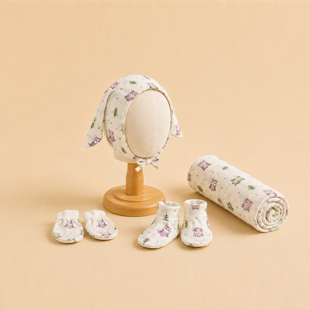 Sleepy Owl Organic Muslin Swaddle Set